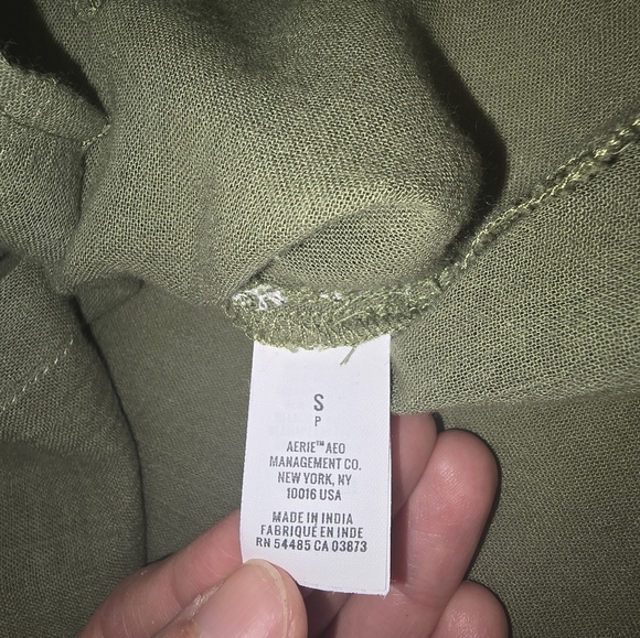 Aerie Oversized Button Down Balloon Sleeve Blouse Green Size S Boho Beach Hippie - Picture 6 of 9